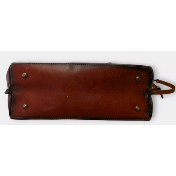 Patricia Nash Satchel Cognac Burnished Smooth Italian Leather Purse Shoulder Bag - Picture 9 of 16